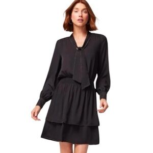 WHBM Beaded Smocked Blouson Dress Black